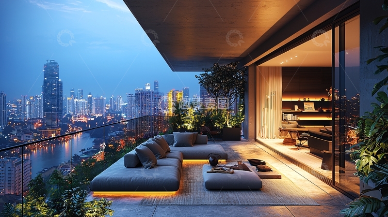 高清大图下载【趣麦麦图】夜景阳台27