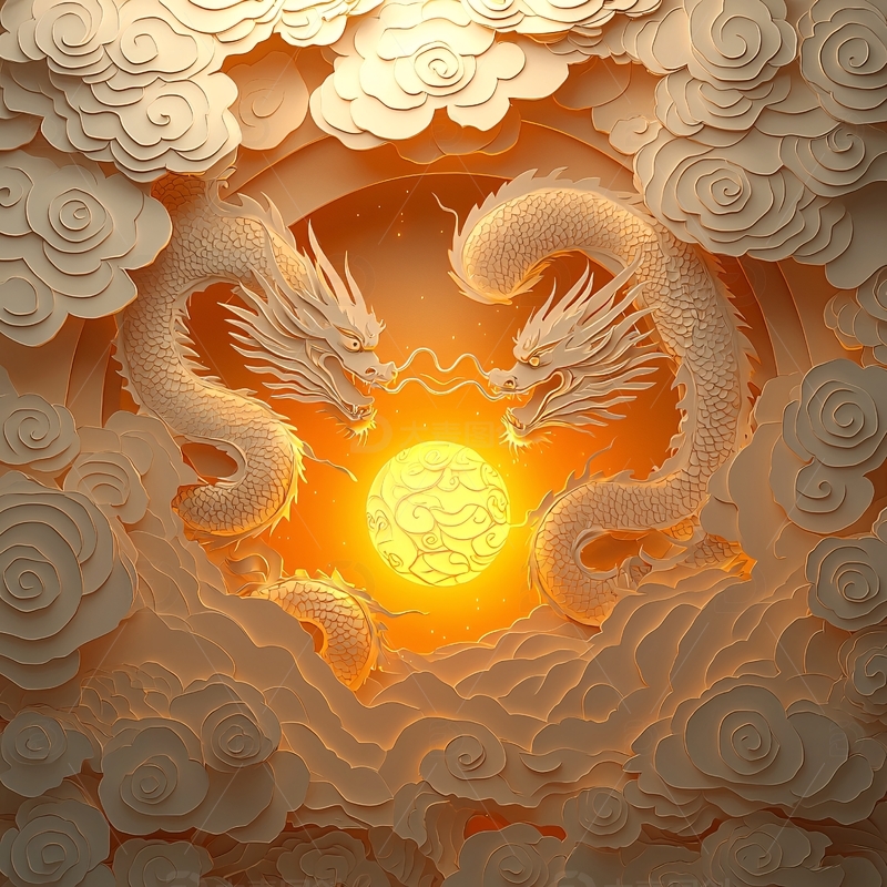 祥云双龙戏珠图