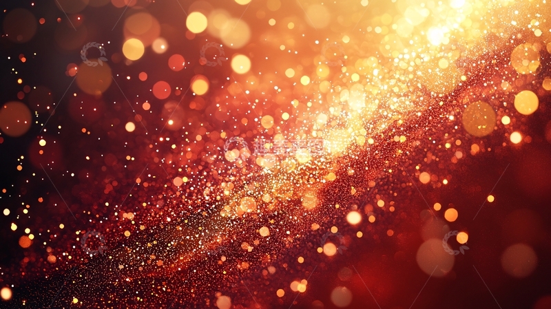 高清大图下载【趣麦麦图】闪耀金色红色光斑背景