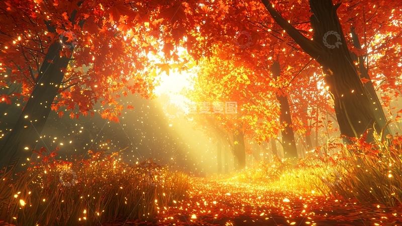 高清大图下载【趣麦麦图】秋日森林光影