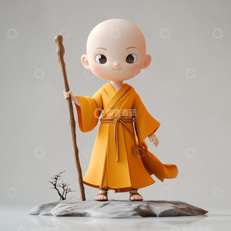 高清大图下载【趣麦麦图】卡通小和尚