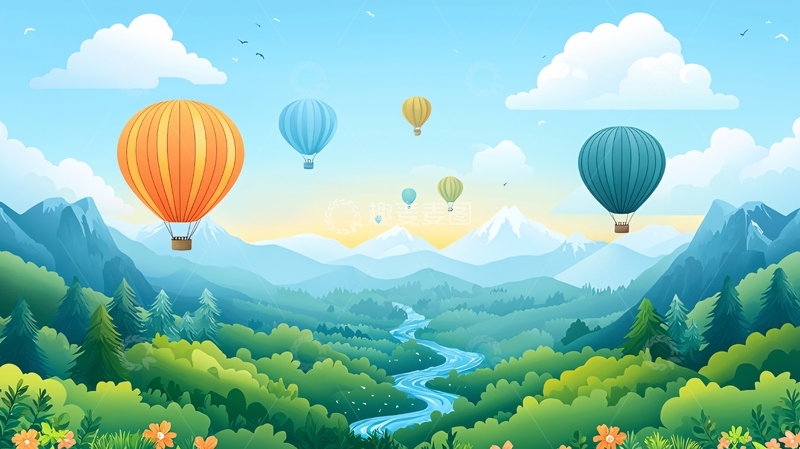 高清大图下载【趣麦麦图】热气球