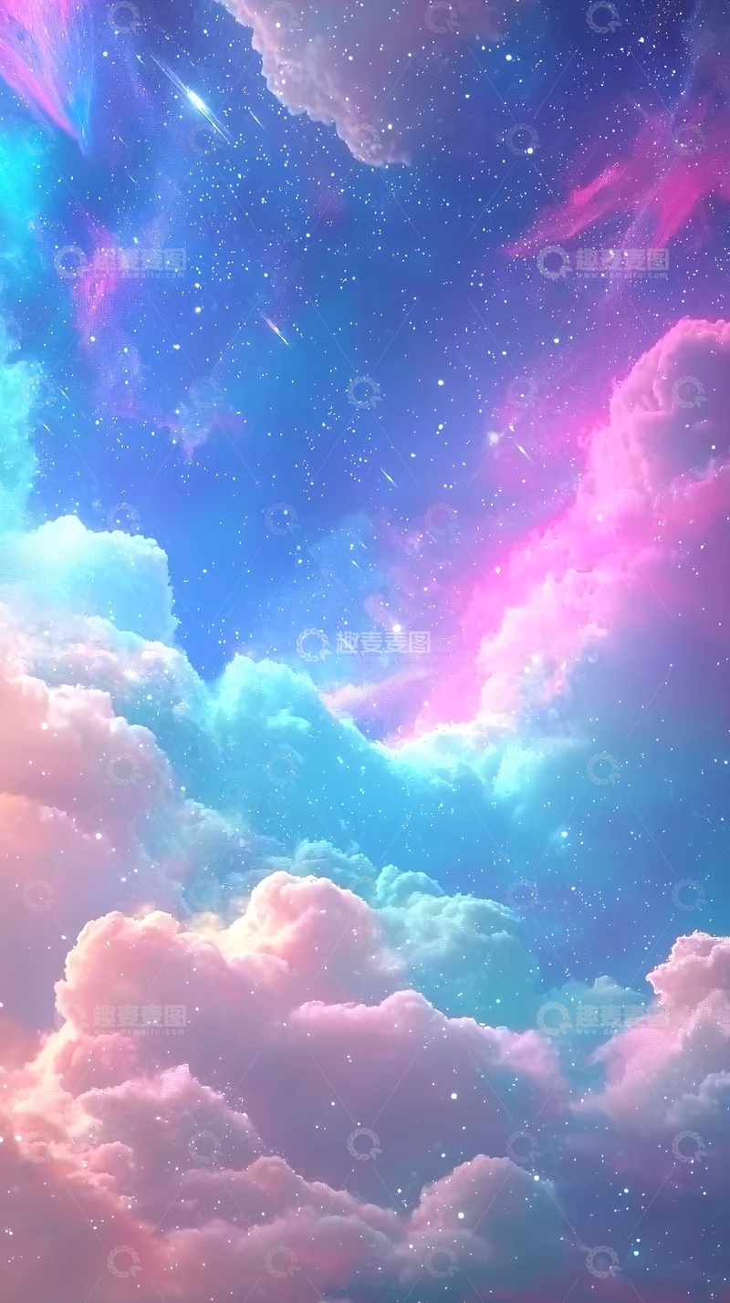 高清大图下载【趣麦麦图】梦幻星空棉花糖云彩