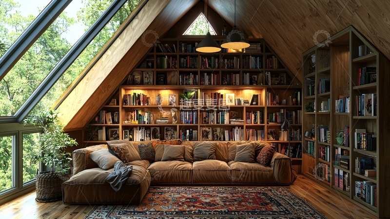 高清大图下载【趣麦麦图】阁楼书房