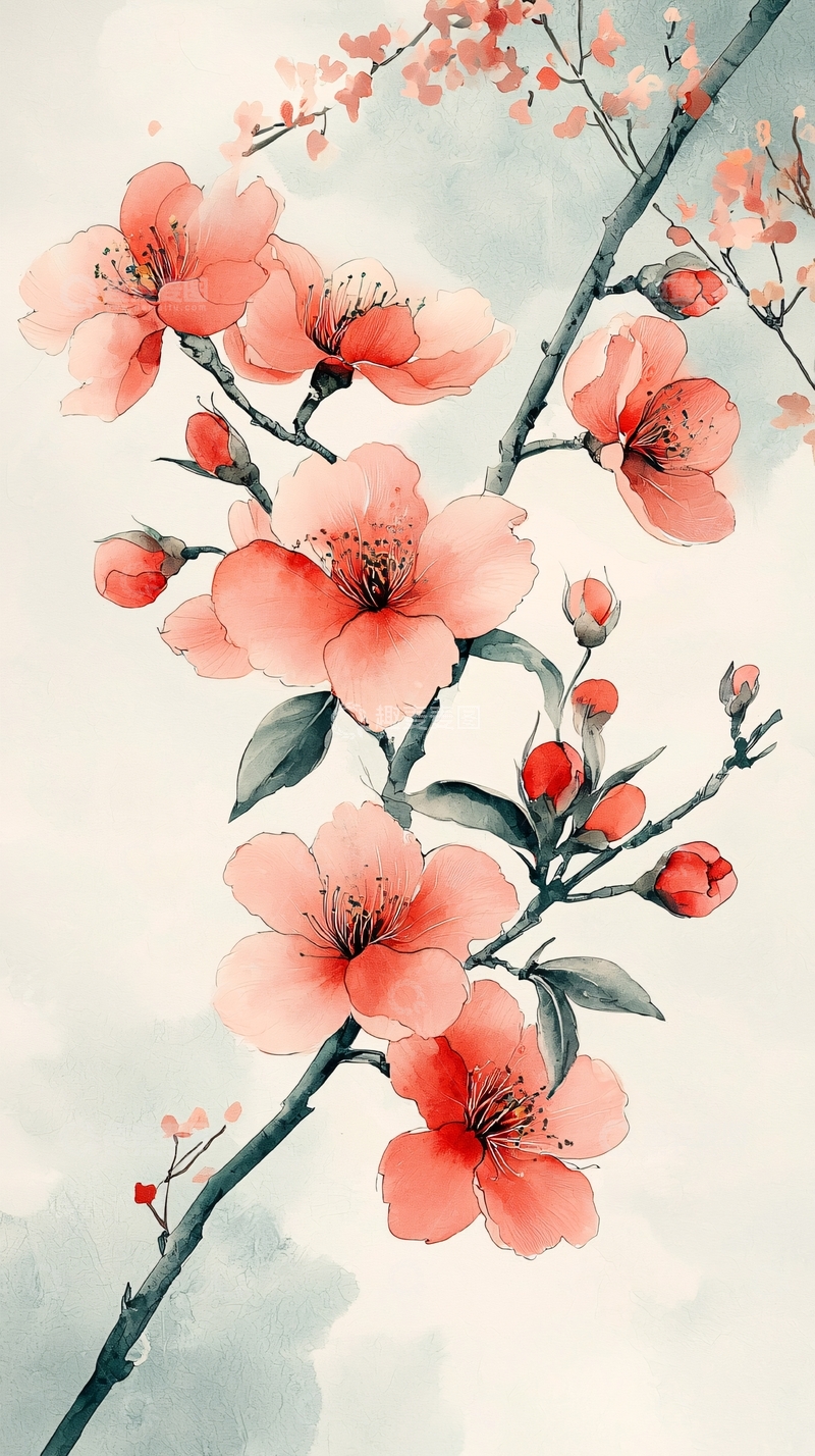 高清大图下载【趣麦麦图】水墨桃花