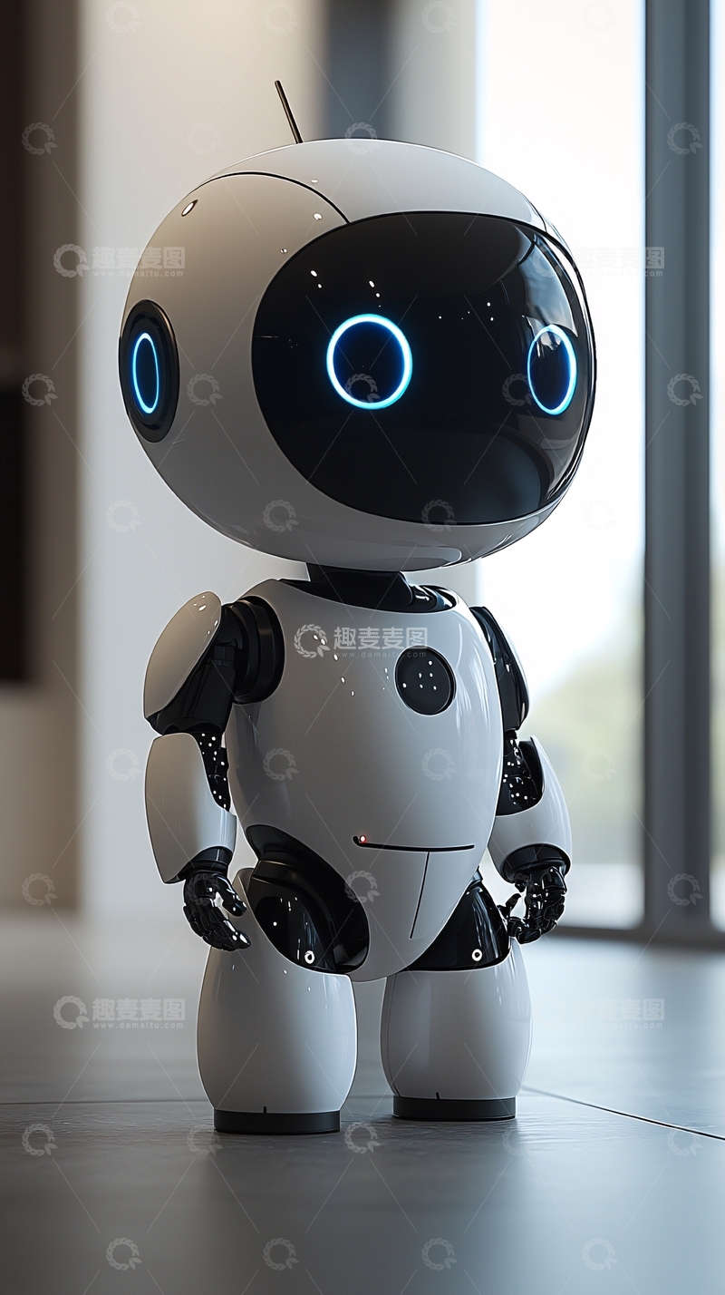 高清大图下载【趣麦麦图】可爱小白机器人