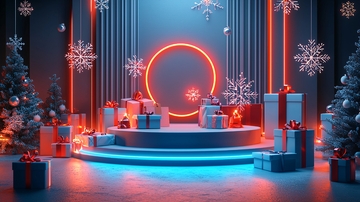 霓虹圣诞礼物展示台