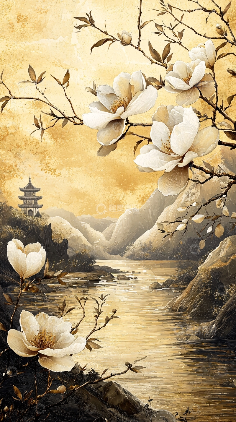 高清大图下载【趣麦麦图】水墨风山水花卉古建筑