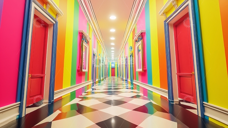 高清大图下载【趣麦麦图】彩色走廊