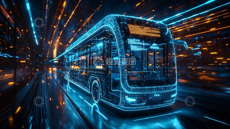 高清大图下载【趣麦麦图】未来科技感的公共汽车
