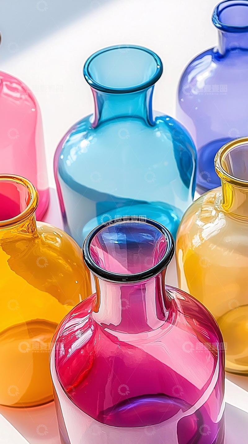 高清大图下载【趣麦麦图】彩色玻璃瓶