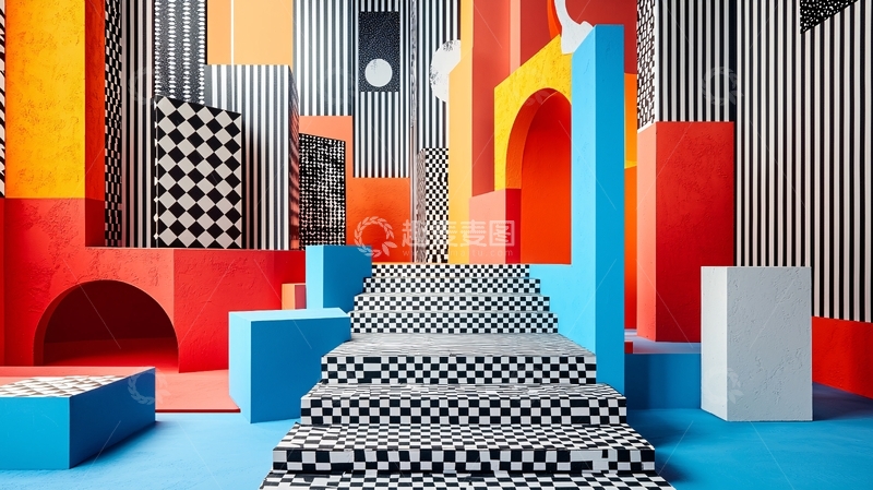高清大图下载【趣麦麦图】多彩几何抽象空间