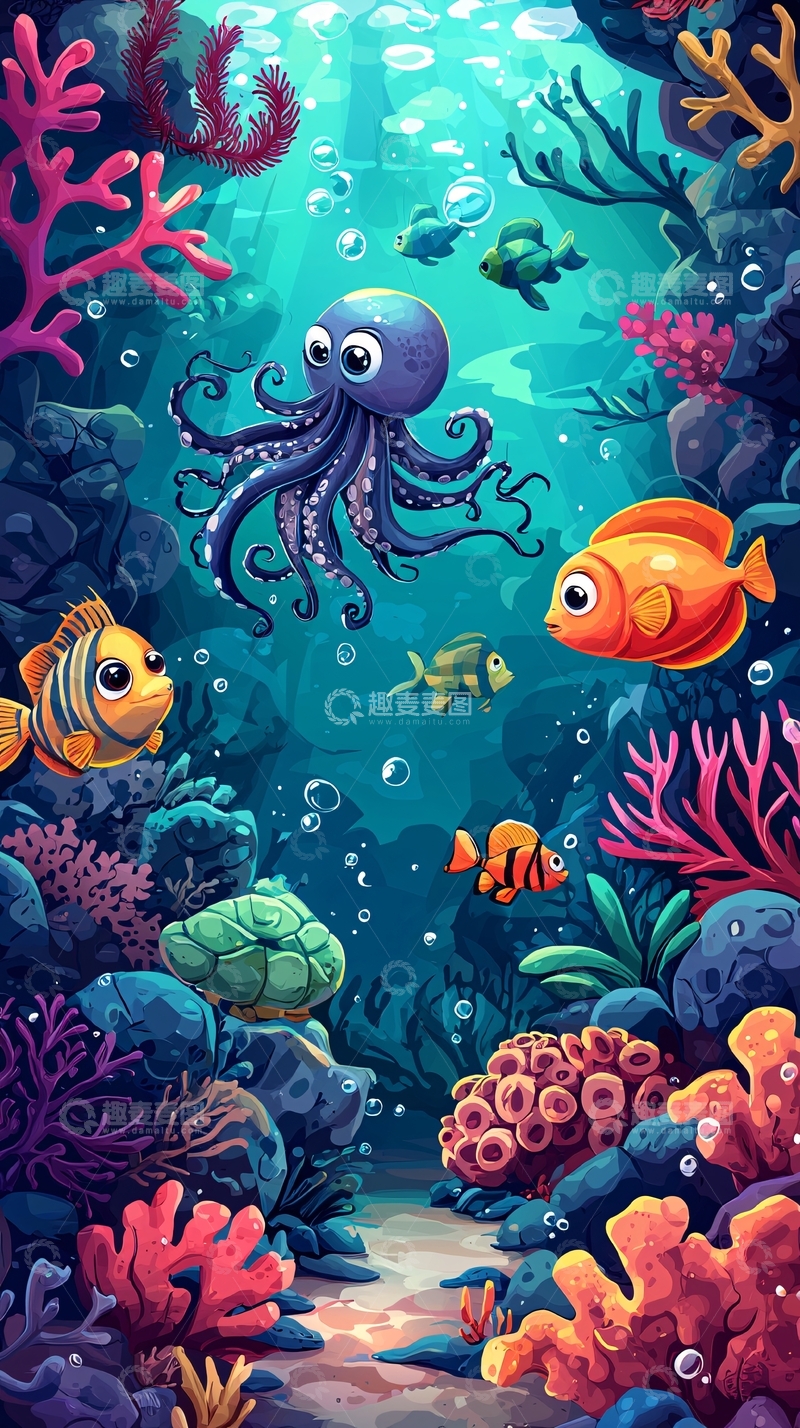 高清大图下载【趣麦麦图】卡通海底世界