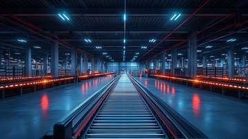 工业输送带的夜景