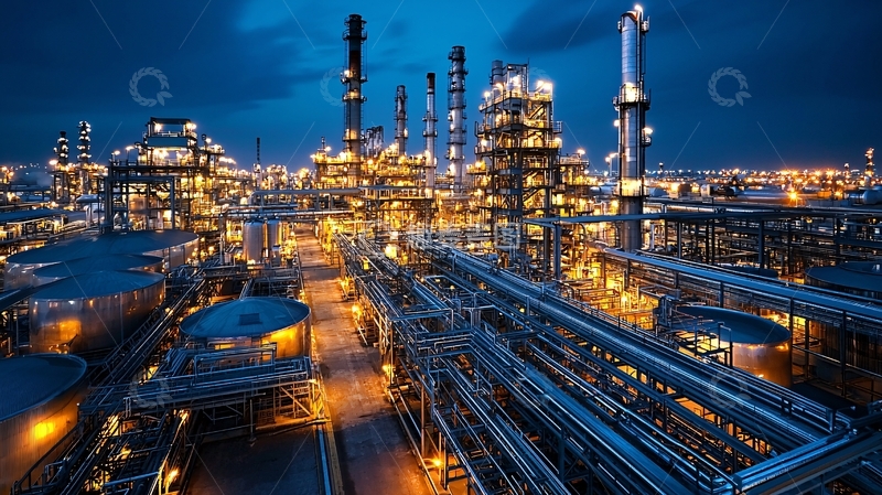 高清大图下载【趣麦麦图】夜间工业区灯火辉煌