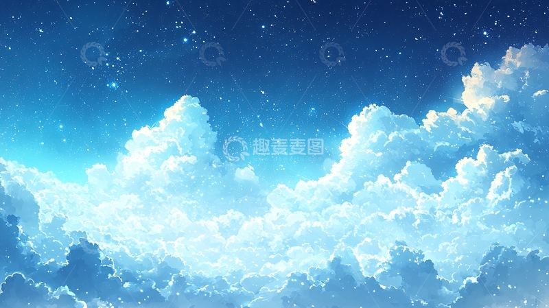 高清大图下载【趣麦麦图】星空下云朵的梦幻场景