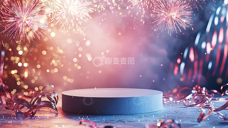 高清大图下载【趣麦麦图】烟火背景圆形展示台