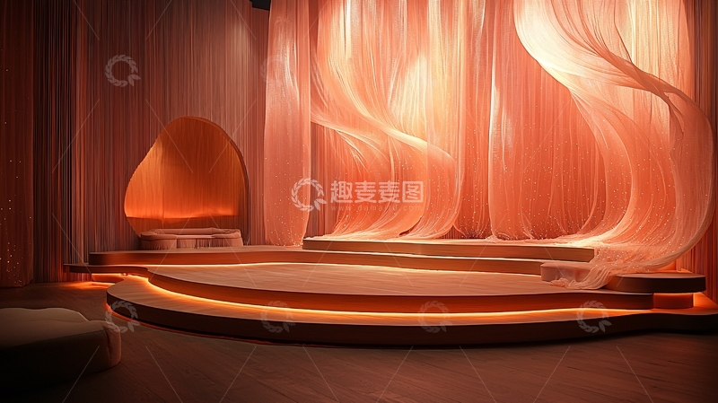 高清大图下载【趣麦麦图】轻柔粉色布艺舞台背景