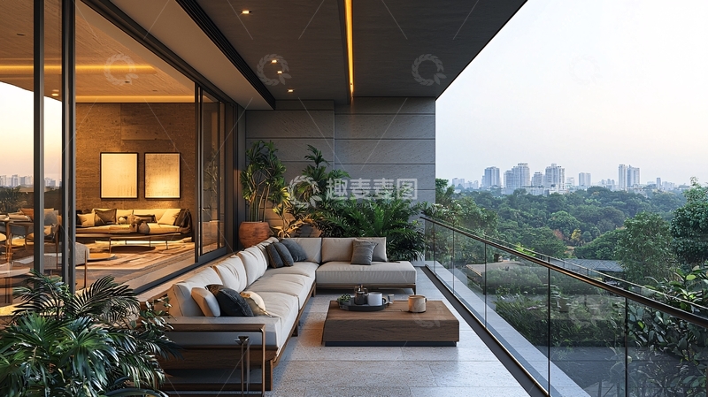 高清大图下载【趣麦麦图】现代风格宽敞阳台