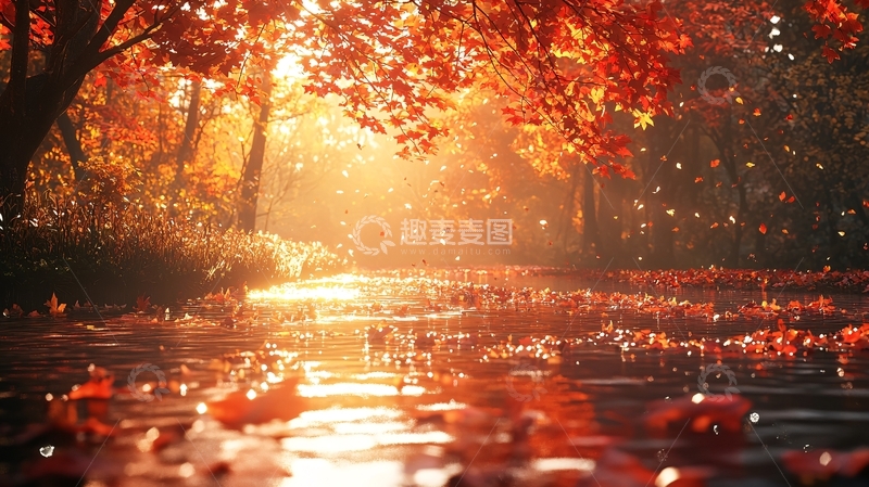 高清大图下载【趣麦麦图】秋日暖阳下的森林小溪
