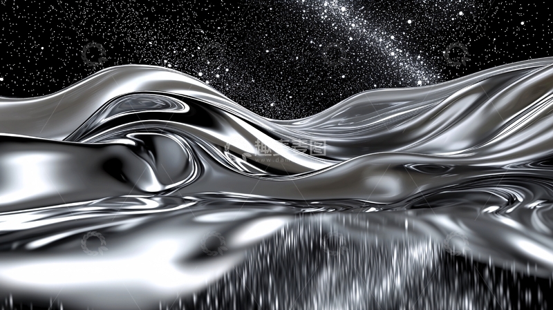 高清大图下载【趣麦麦图】银色金属液体波浪