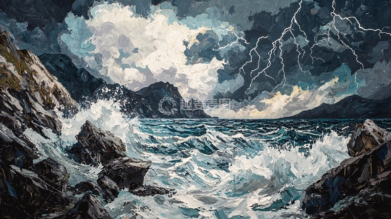高清大图下载【趣麦麦图】暴风雨来临前的海边