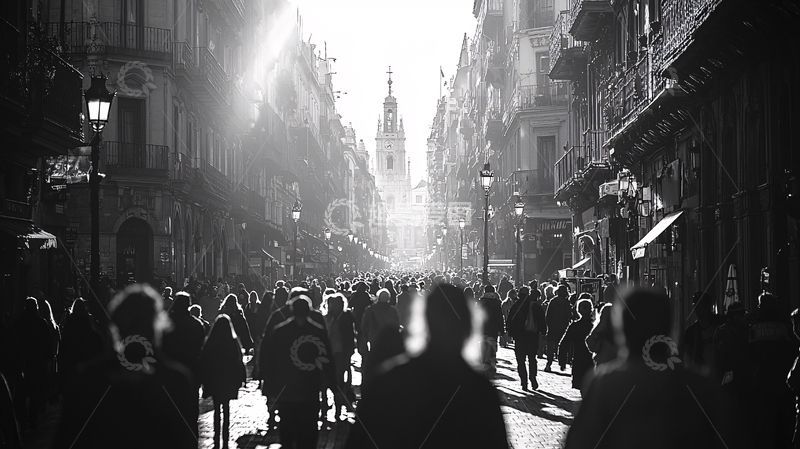高清大图下载【趣麦麦图】光影街道人群