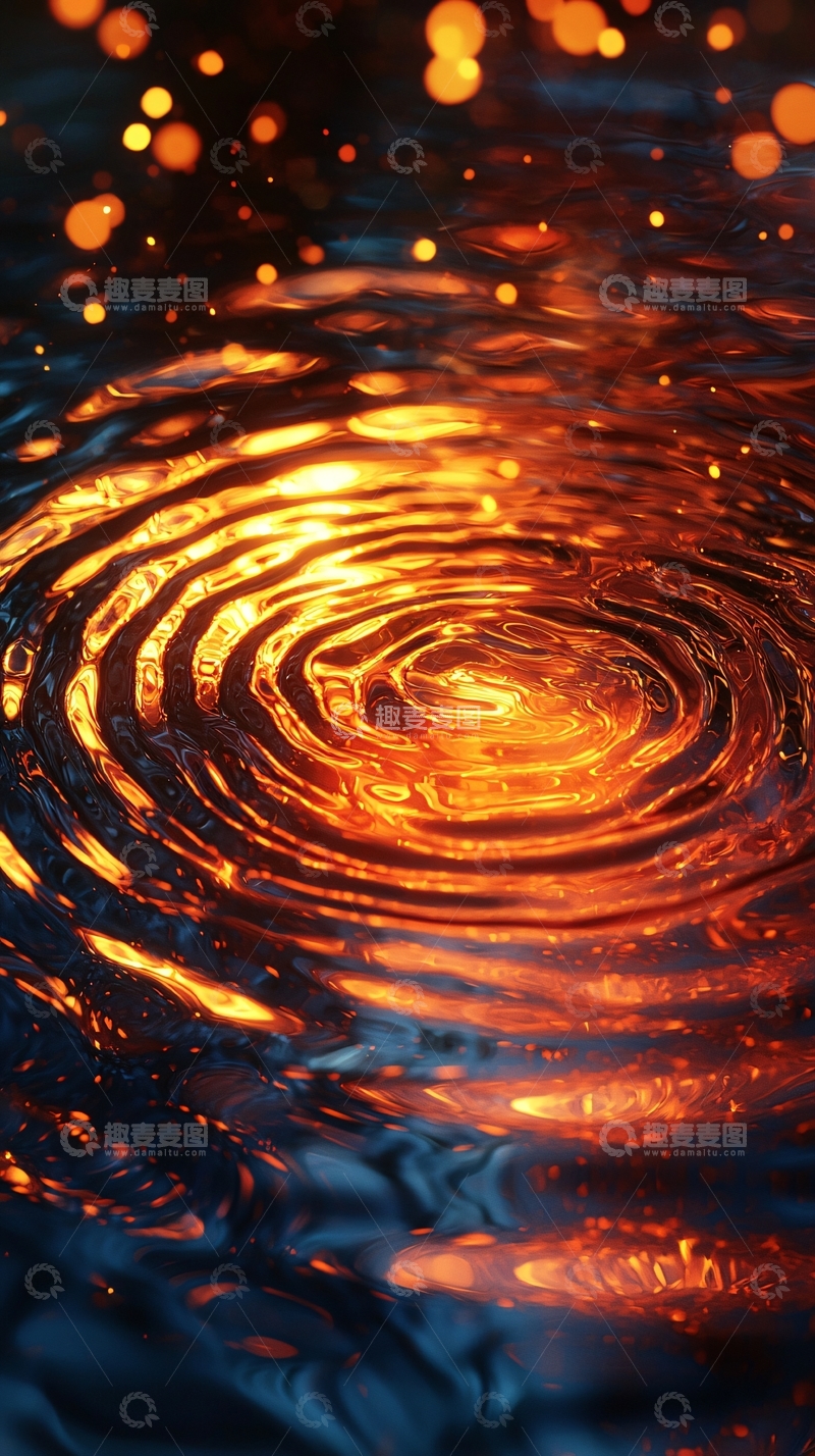 高清大图下载【趣麦麦图】火焰涟漪水面