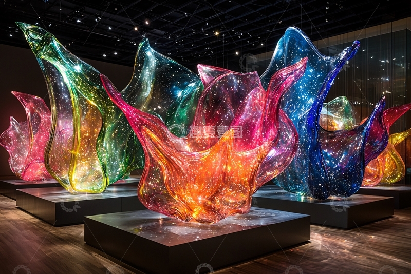 高清大图下载【趣麦麦图】彩色玻璃雕塑