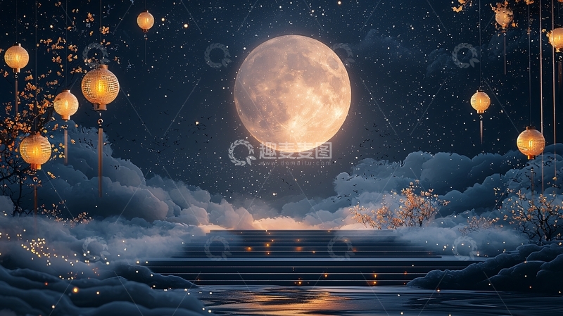 高清大图下载【趣麦麦图】梦幻唯美月亮场景