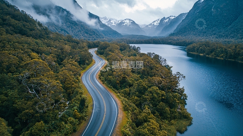 高清大图下载【趣麦麦图】蜿蜒的道路穿梭于山水之间