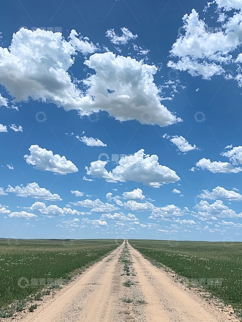 高清大图下载【趣麦麦图】无垠草原上的道路