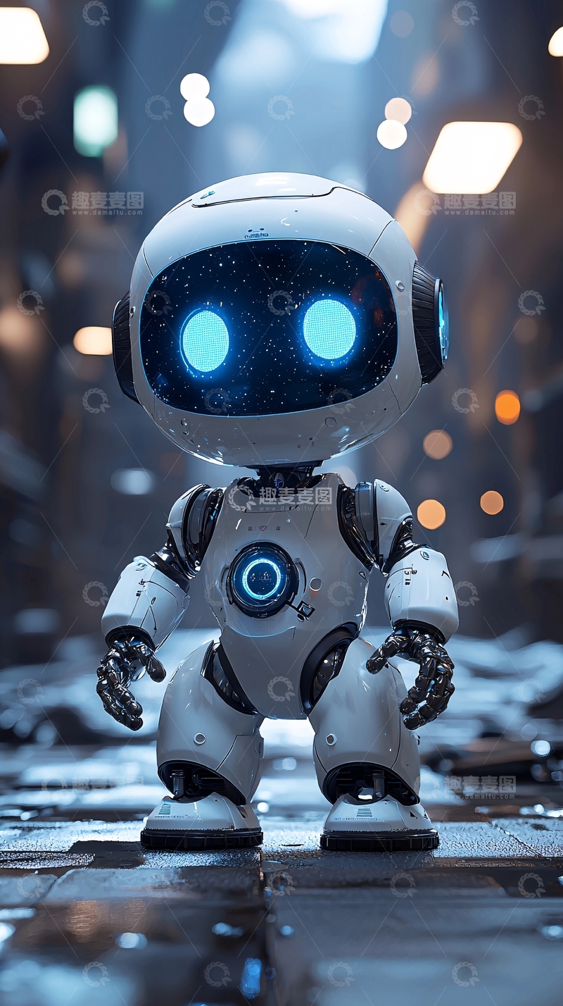 高清大图下载【趣麦麦图】可爱白色小机器人