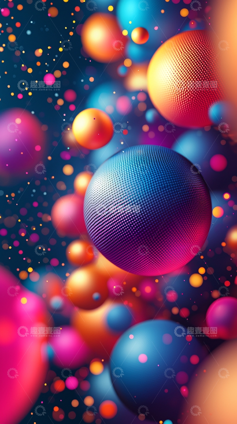 高清大图下载【趣麦麦图】色彩缤纷的球体漂浮