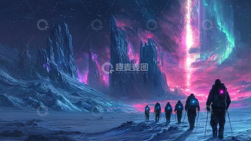高清大图下载【趣麦麦图】极地科幻探险队