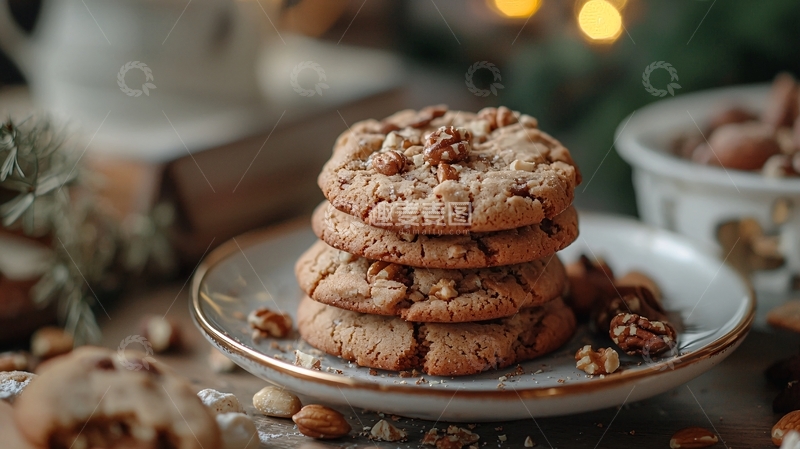 高清大图下载【趣麦麦图】美味坚果饼干