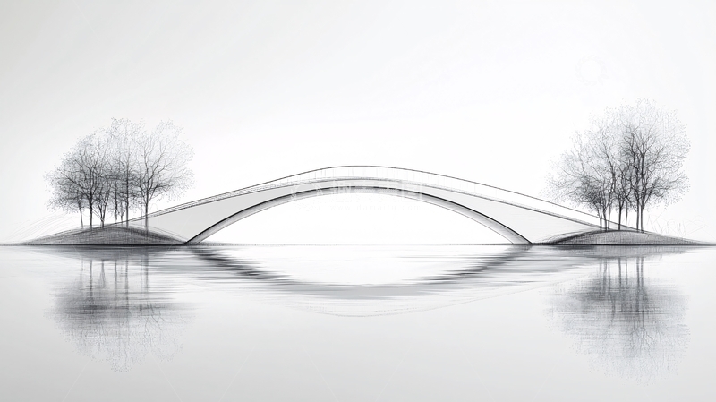 高清大图下载【趣麦麦图】简洁素描桥梁风景