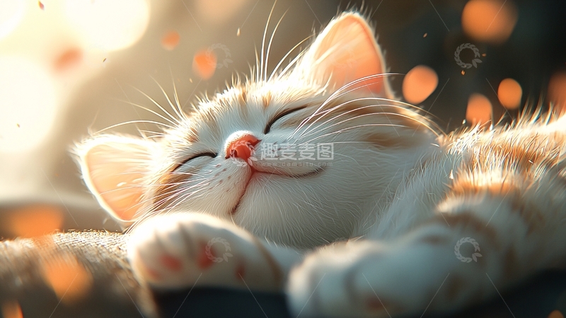 高清大图下载【趣麦麦图】阳光下微笑的猫咪