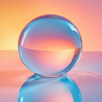 光线下的蓝色水晶球