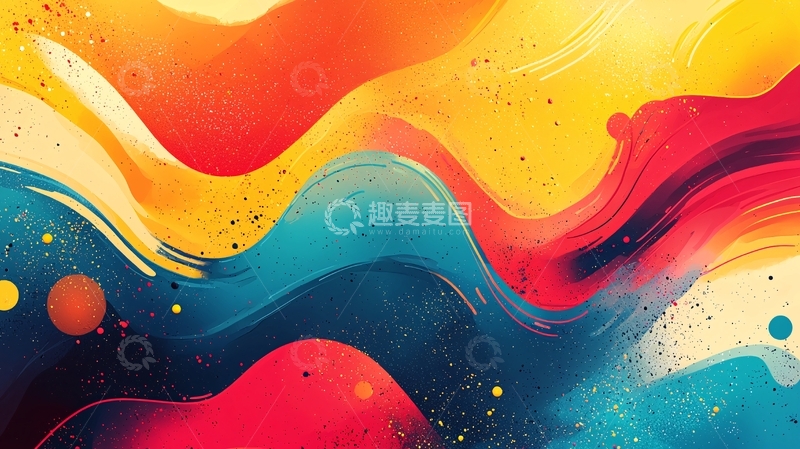 高清大图下载【趣麦麦图】抽象彩色水彩背景