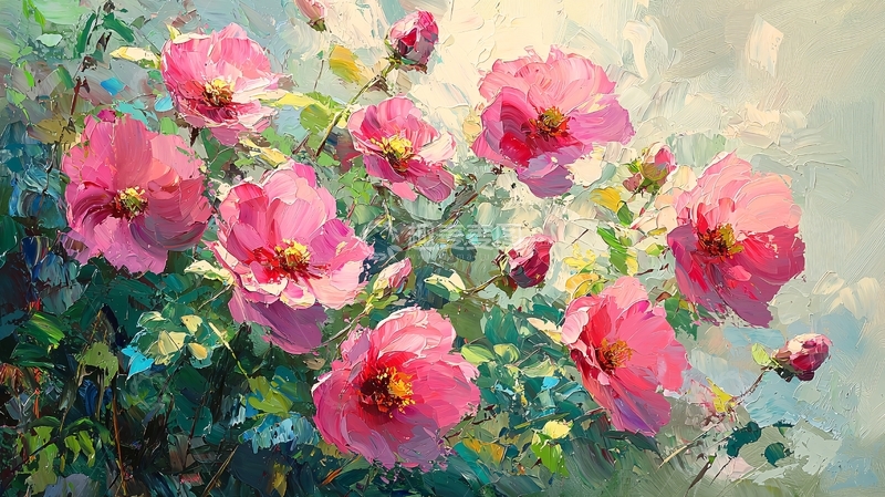 高清大图下载【趣麦麦图】粉色花朵油画