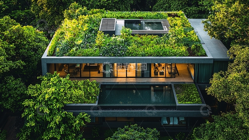 高清大图下载【趣麦麦图】绿植屋顶别墅