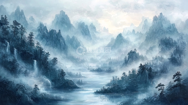 高清大图下载【趣麦麦图】水墨山水画241