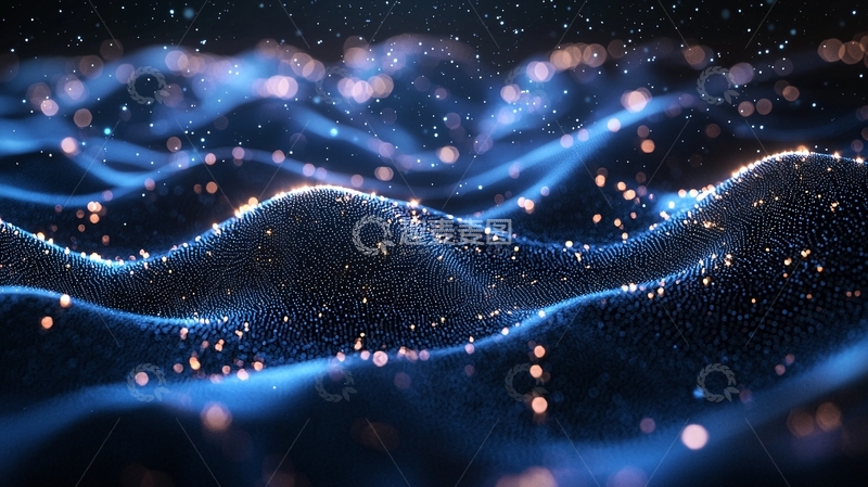 高清大图下载【趣麦麦图】科技感流动线条与光点