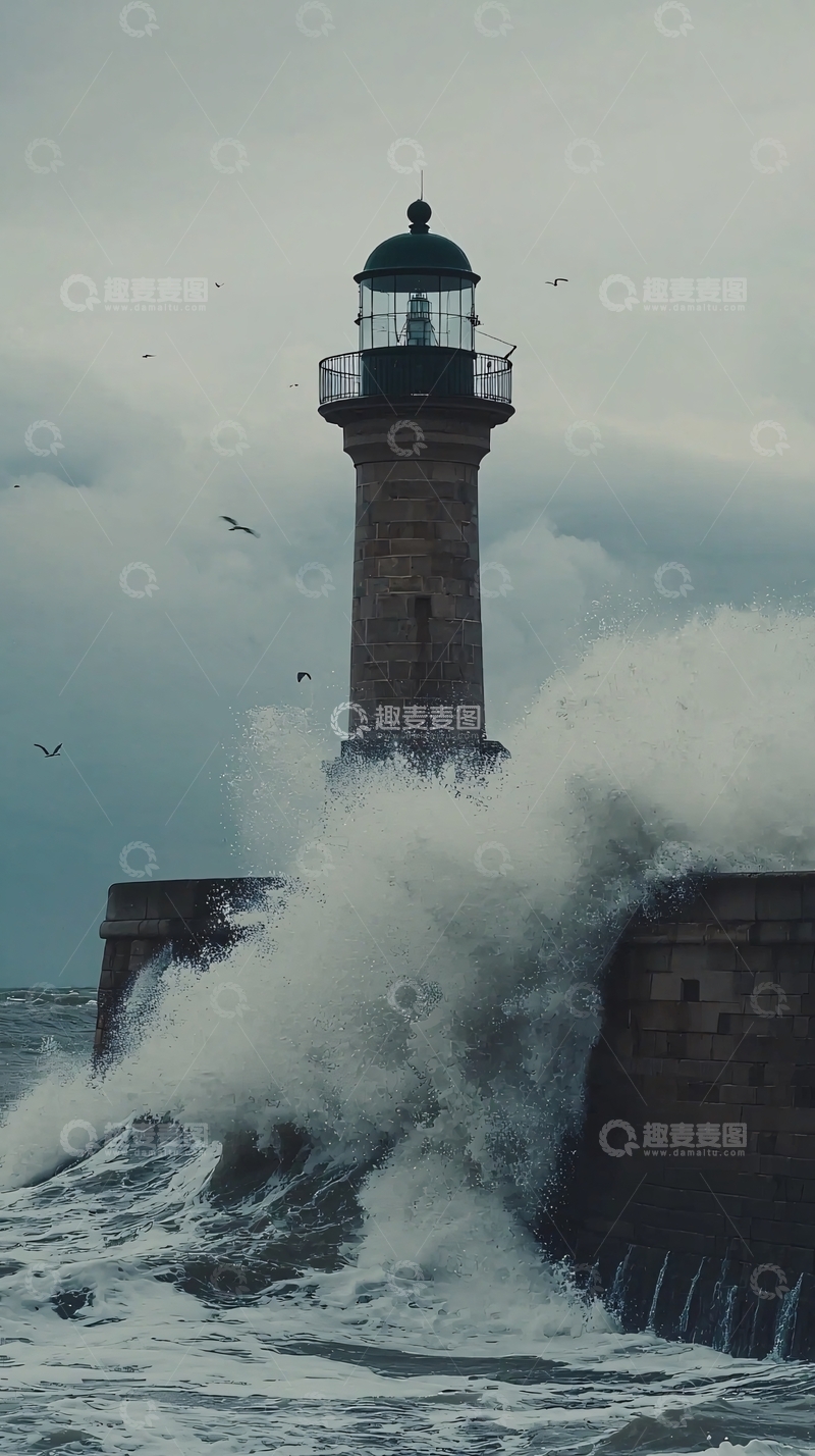 高清大图下载【趣麦麦图】暴风雨中的灯塔