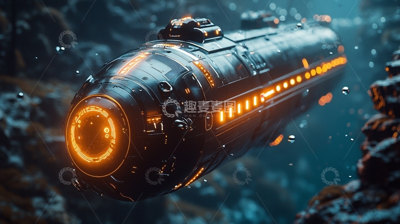 高清大图下载【趣麦麦图】深海科幻潜水艇