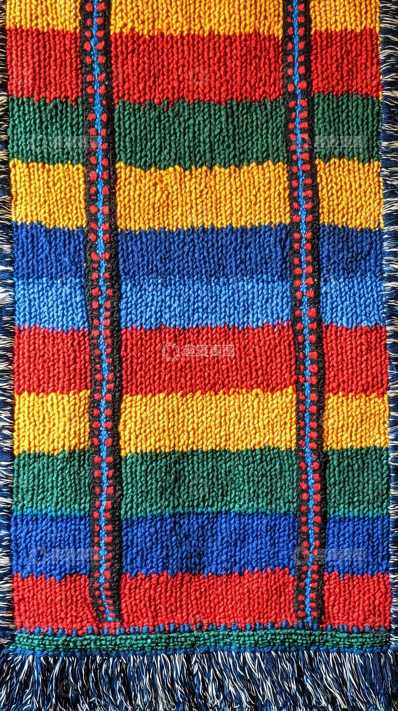 高清大图下载【趣麦麦图】彩虹条纹针织毯