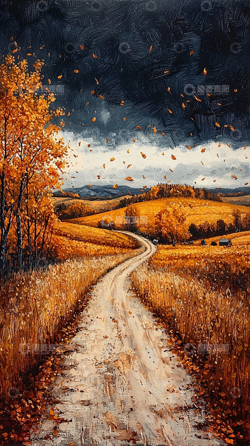 高清大图下载【趣麦麦图】秋风瑟瑟落叶纷飞
