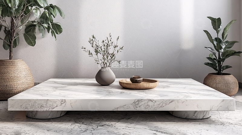 高清大图下载【趣麦麦图】极简风格大理石茶几
