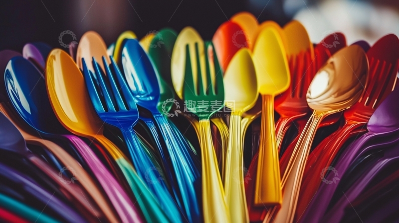 高清大图下载【趣麦麦图】彩色塑料餐具